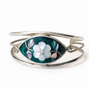 MEXICAN ALPACA SILVER MOTHER OF PEARL BRACELET